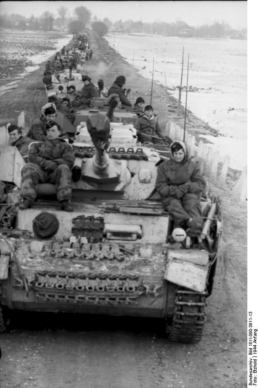 A column of Panzer IV tanks in January 1944,