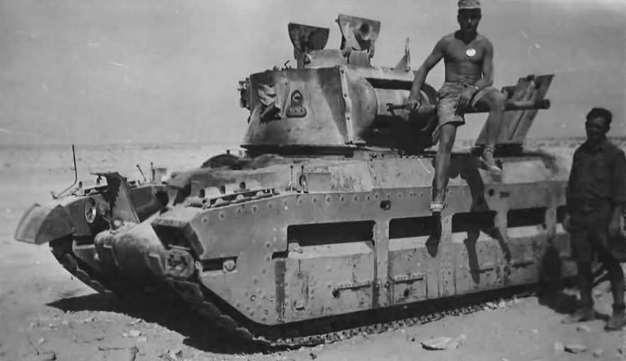 Matilda tank in North Africa<a href="https://www.militaryimages.net/media/matilda-tank-north-africa-ww2.122313/full?d=1521523210" rel="nofollow"> Source</a>